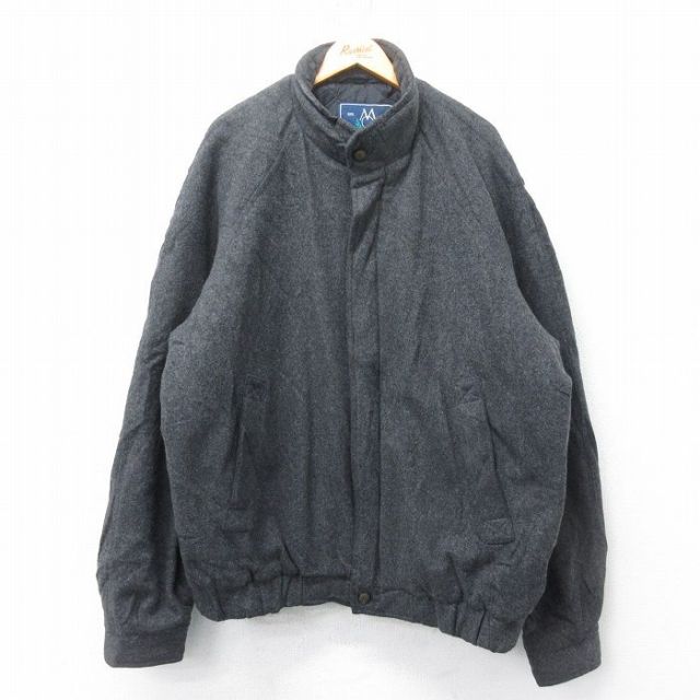 XL★古着 メンバーズオンリー 長袖 ウール ジャケット メンズ 00年代 00s ラグラン 大きいサイズ 濃グレー 25feb03 中古 アウター