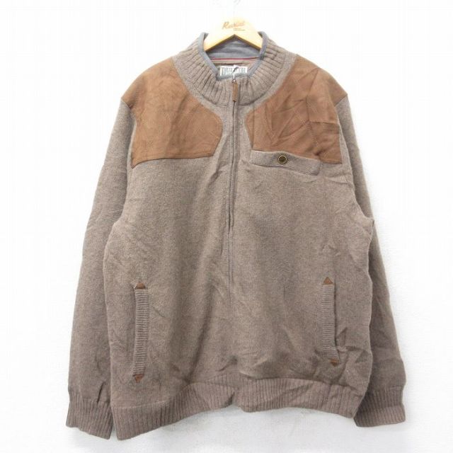 XL★古着 長袖 ウール ジャケット メンズ 大きいサイズ シェットランドウール 茶 ブラウン 25feb03 中古 アウター