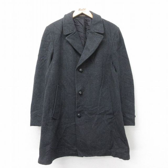 【20%OFF】M★古着 長袖 ウール コート メンズ 90年代 90s ロング丈 USA製 濃グレー 25feb04 中古 アウター