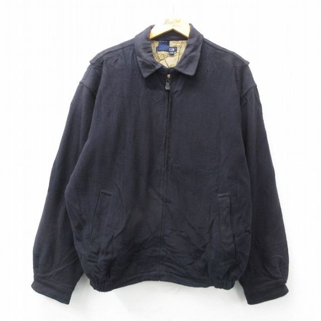 XL★古着 ノーティカ NAUTICA 長袖 ブランド ウール ジャケット メンズ 90年代 90s カシミア カシミヤ 紺 ネイビー 内側キルティング 25feb05 中古 アウター