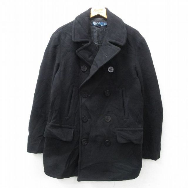 L★古着 ラルフローレン Ralph Lauren 長袖 ブランド ウール ピーコート Pコート メンズ 90年代 90s 黒 ブラック 【spe】 25feb05 中古 アウター