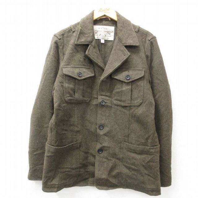 L★古着 バナナリパブリック BANANA REPUBLIC 長袖 ウール ジャケット メンズ 濃緑 グリーン 25feb05 中古 アウター