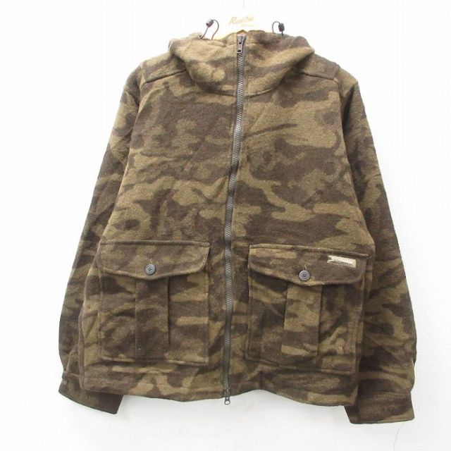 XL★古着 コロンビア COLUMBIA 長袖 ウール ジャケット パーカー メンズ 00年代 00s PHG ヒジ当て 茶他 ブラウン 迷彩 25feb05 中古 アウター