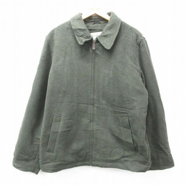 【20%OFF】XL★古着 エルエルビーン LLBEAN 長袖 ウール ジャケット メンズ 00年代 00s 濃緑 グリーン 内側キルティング 25feb05 中古 アウター