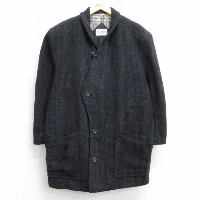 XL★古着 長袖 ウール ジャケット メンズ 90年代 90s ロング丈 イタリア製 黒 ブラック 【spe】 25feb07 中古 アウター