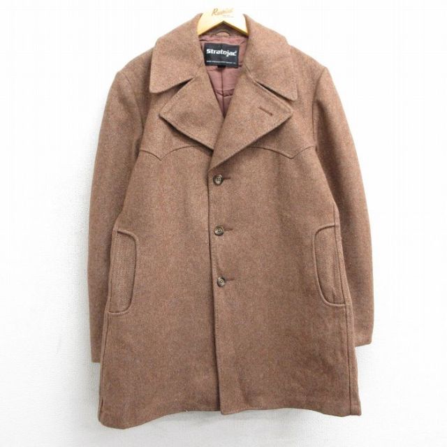 M★古着 長袖 ウール ジャケット メンズ 90年代 90s ロング丈 ベージュ カーキ 【spe】 25feb07 中古 アウター