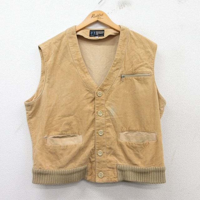 L★古着 JCペニー コーデュロイ ベスト メンズ 80年代 80s 薄茶 ブラウン 25feb19 中古 アウター