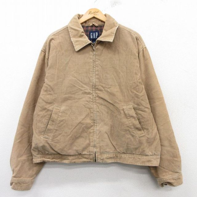 XL★古着 ギャップ GAP 長袖 コーデュロイ ジャケット スイングトップ メンズ 00年代 00s コットン ベージュ カーキ 内側キルティング 25feb19 中古 アウター