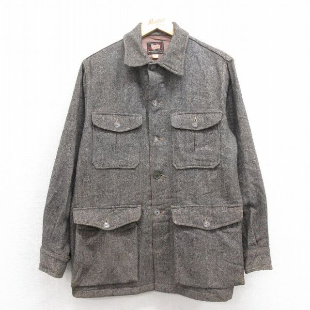 L★古着 ウールリッチ WOOLRICH 長袖 ビンテージ ウール ジャケット メンズ 60年代 60s ツイード グレー 25oct04 中古 アウター