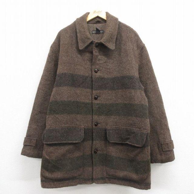 XL★古着 バナナリパブリック BANANA REPUBLIC 長袖 ブランド ウール コート メンズ 00年代 00s モヘア 大きいサイズ ロング丈 こげ茶 ブラウン 内側キルティング 【spe】 25oct04 中古 アウター