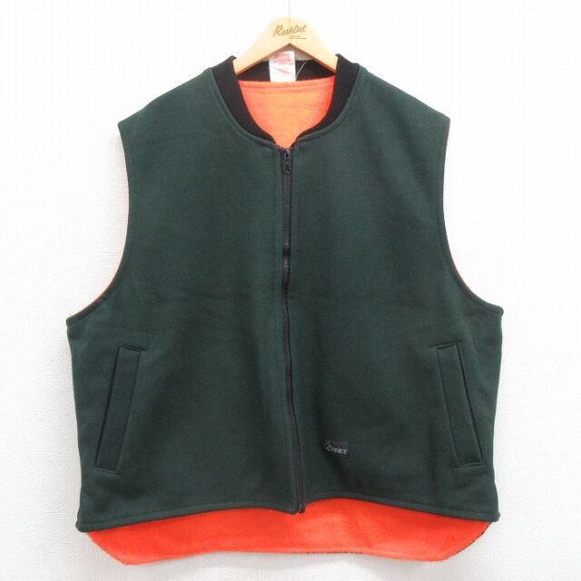 XL★古着 CODET ウール ベスト メンズ 90年代 90s リバーシブル 大きいサイズ カナダ製 緑 グリーン 25oct08 中古 アウター