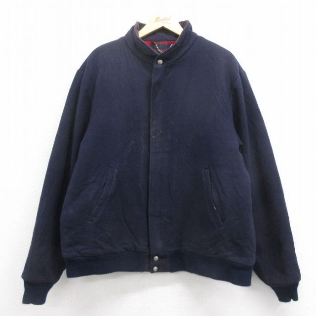 XL★古着 エルエルビーン LLBEAN 長袖 ウール ジャケット メンズ 80年代 80s 大きいサイズ USA製 濃紺 ネイビー 25oct17 中古 アウター