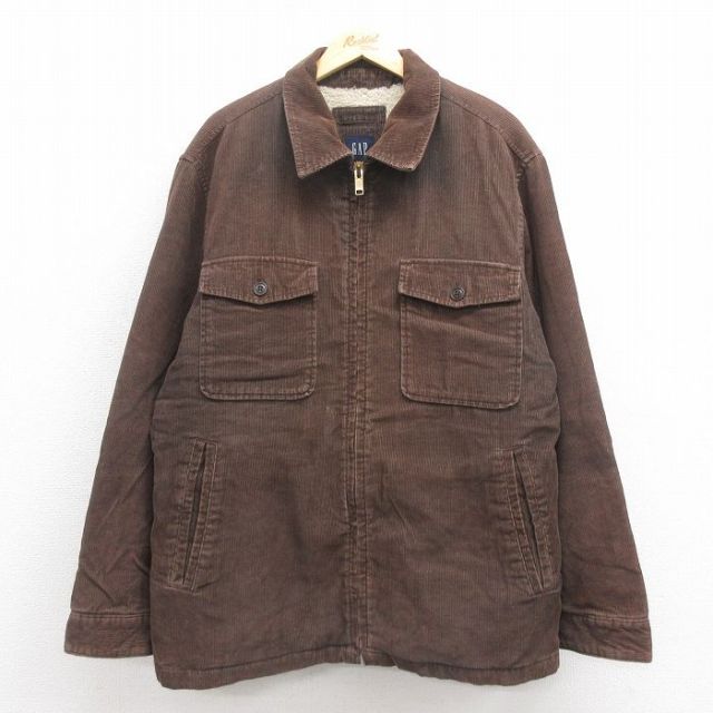 XL★古着 ギャップ GAP 長袖 コーデュロイ ジャケット メンズ 00年代 00s 大きいサイズ コットン こげ茶 ブラウン 内側ボア 25oct17 中古 アウター