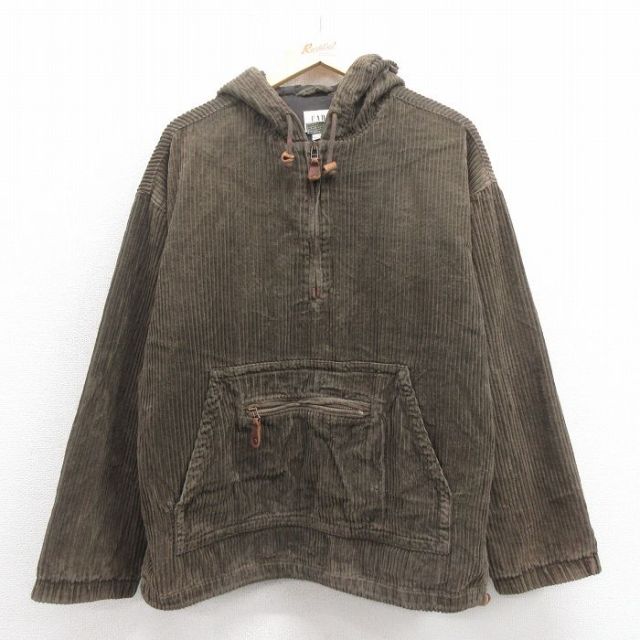 XL★古着 ギャップ GAP 長袖 コーデュロイ ジャケット パーカー メンズ 00年代 00s 太畝 コットン 濃緑 グリーン 【spe】 25oct17 中古 アウター