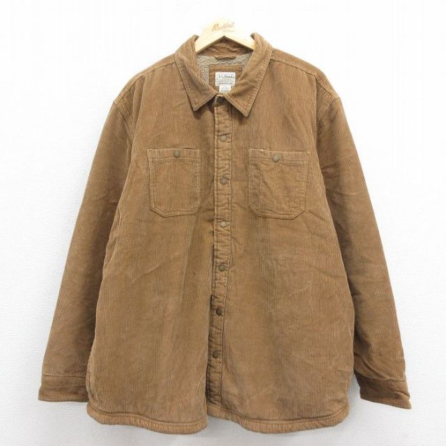 XL★古着 エルエルビーン LLBEAN 長袖 コーデュロイ ジャケット メンズ 00年代 00s コットン 茶 ブラウン 内側ボア 25oct17 中古 アウター