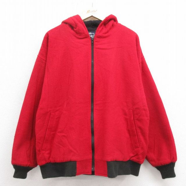 XL★古着 ウールリッチ WOOLRICH 長袖 ウール ジャケット メンズ 90年代 90s USA製 赤 レッド 内側ボア 25oct17 中古 アウター