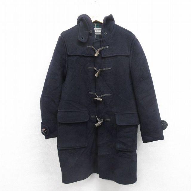 L★古着 グローバーオール 長袖 ウール ダッフルコート パーカー メンズ 90年代 90s ロング丈 イングランド製 黒 ブラック 25oct29 中古 アウター