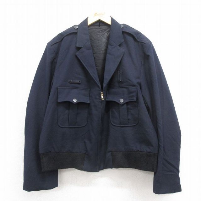 XL★古着 長袖 ウール ジャケット メンズ 紺 ネイビー 25oct29 中古 アウター