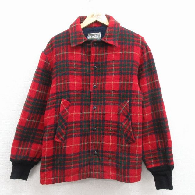 【50%OFF】80s ウールジャケット チェック レッド XL | 古着