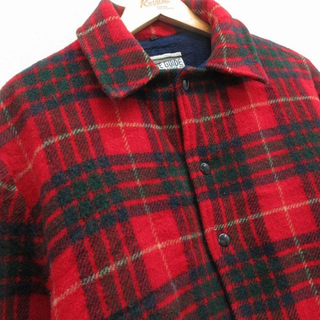 古着通販 XL☆古着 長袖 ウール ジャケット メンズ 80年代 80s 赤