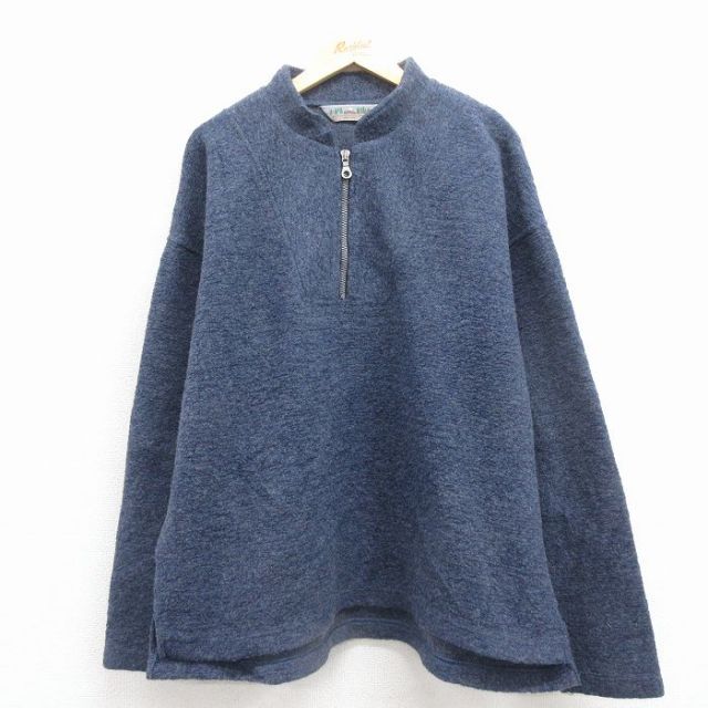 【20%OFF】XL★古着 EMS 長袖 ハーフジップ ウール ジャケット メンズ 90年代 90s イタリア製 薄紺 25dec03