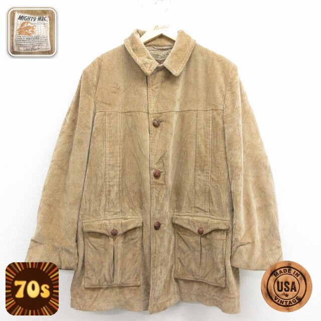 【50%OFF】マイティーマック 70s コーデュロイジャケット 内側ボア ベージュ XL | 古着
