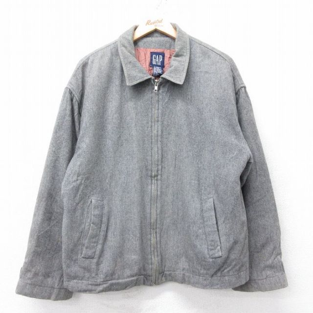 XL★古着 ギャップ GAP 長袖 ウール ジャケット メンズ 90年代 90s グレー 内側キルティング 25dec16