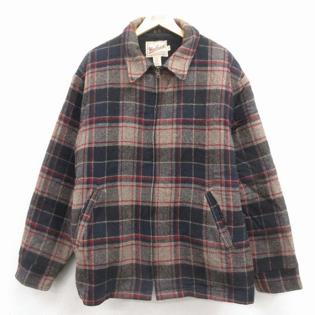XL★古着 ウールリッチ 長袖 ウール ジャケット メンズ 00年代 00s 大きいサイズ 黒他 チェック 内側ボア 25dec27
