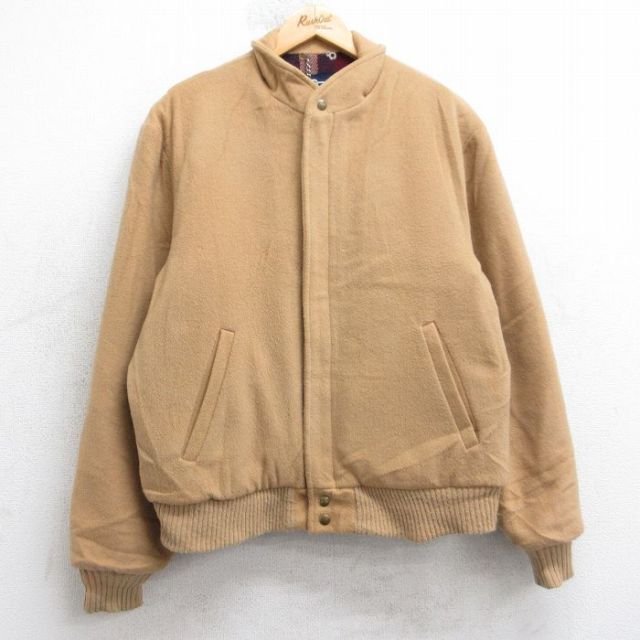 XL★古着 ウールリッチ 長袖 ウール ジャケット メンズ 80年代 80s USA製 ベージュ 内側ウール 25dec27