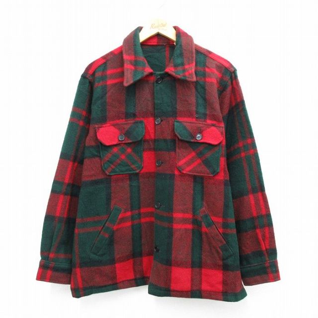 【20%OFF】長袖ジャケット チェック レッド L | 古着