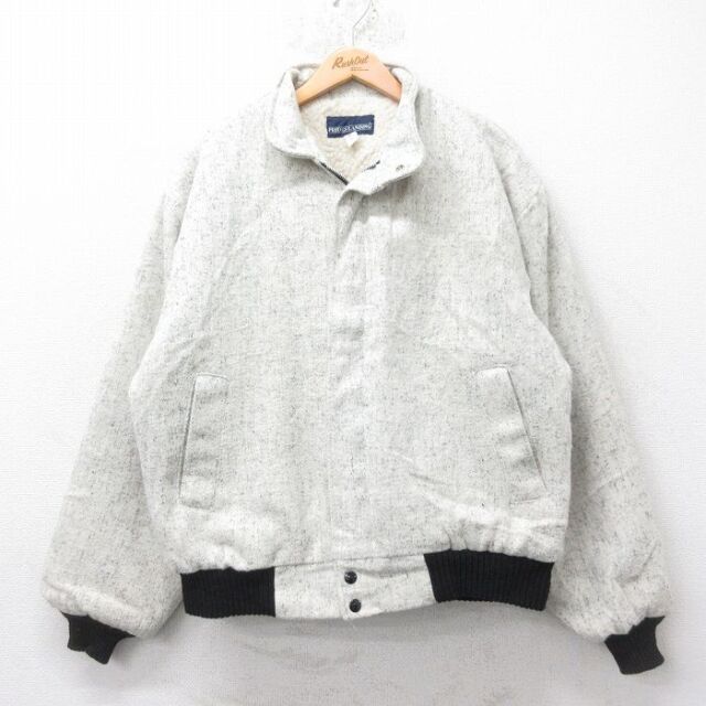 XL★古着 長袖 ウール ジャケット メンズ 90年代 90s 大きいサイズ USA製 白他 内側ボア 26jan06