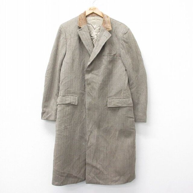 【20%OFF】ウール 80s コート ヘリンボーン ブラウン L | 古着