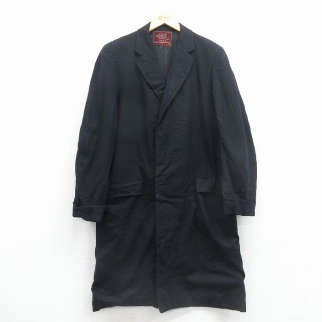 古着通販 L☆古着 長袖 ウール コート メンズ 80年代 80s ロング丈 USA