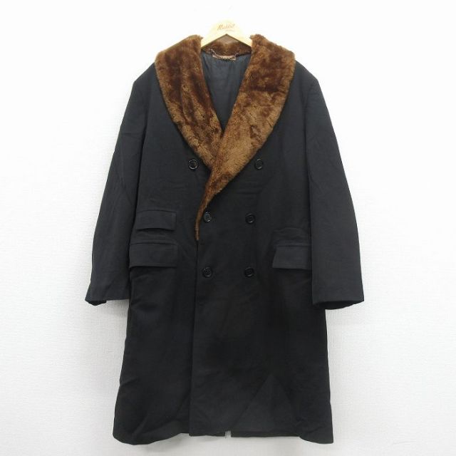 XL★古着 ブルックスブラザーズ 長袖 ウール コート メンズ 80年代 80s 黒【spe】 26jan08