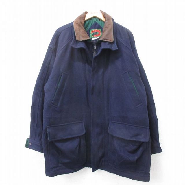 【20%OFF】ボストントレーダース 00s ウールジャケット 襟レザー ネイビー XL | 古着