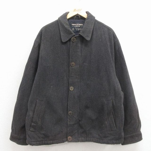 XL★古着 アバクロンビー 長袖 ウール ジャケット メンズ 00年代 00s 大きいサイズ グレー 内側キルティング 26jan31