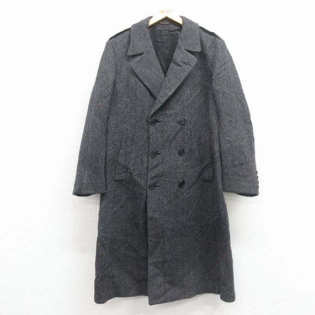 XL/古着 長袖 ウール コート メンズ 90年代 90s ロング丈 USA製 グレー 内側ブランケット 25nov18 古着通販 L☆古着 長袖 ウール コート メンズ 90年代 90s 襟ベロア