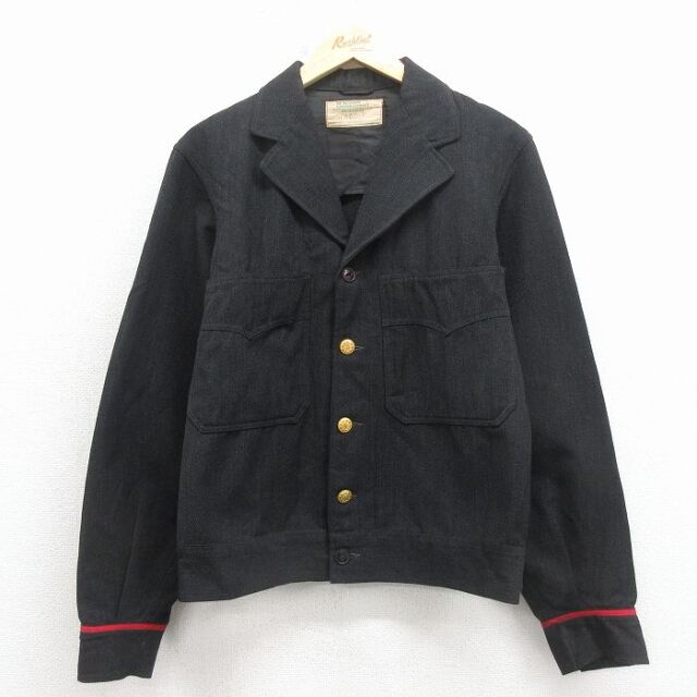 M★古着 長袖 ビンテージ ウール ジャケット メンズ 60年代 60s 黒 霜降り【spe】 26feb19