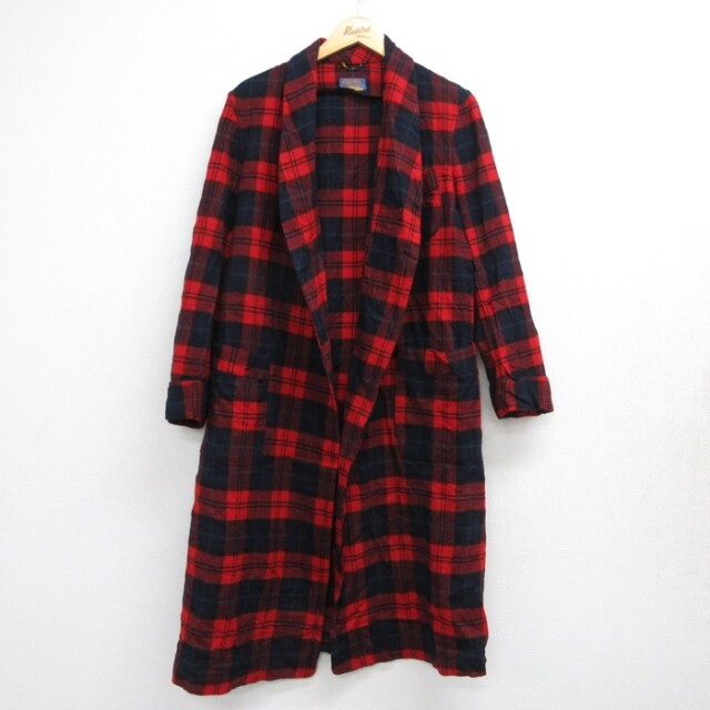 L★古着 ペンドルトン PENDLETON 長袖 ビンテージ メンズ 60年代 60s がん羽織り ショールカラー ウール レッド チェック【spe】 26aug18