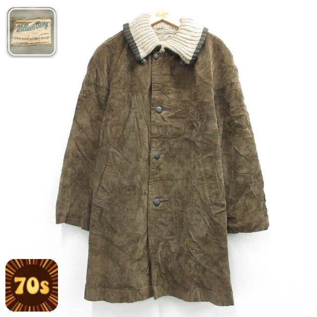 ウィリアムバリー William Barry 長袖 ビンテージ ジャケット 70s ロング丈 太畝 コーデュロイ コットン カーキ メンズXL相当 | 古着