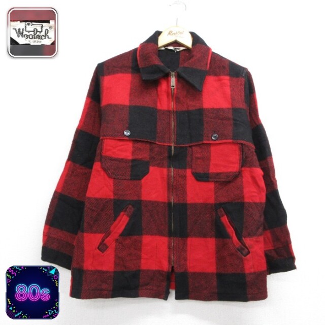 us購入　ウールリッチ　マッキーノ　アメリカ製　L WOOLRICH レッド 古着通販 L☆古着 ウールリッチ 長袖 ウール ジャケット メンズ 90年代