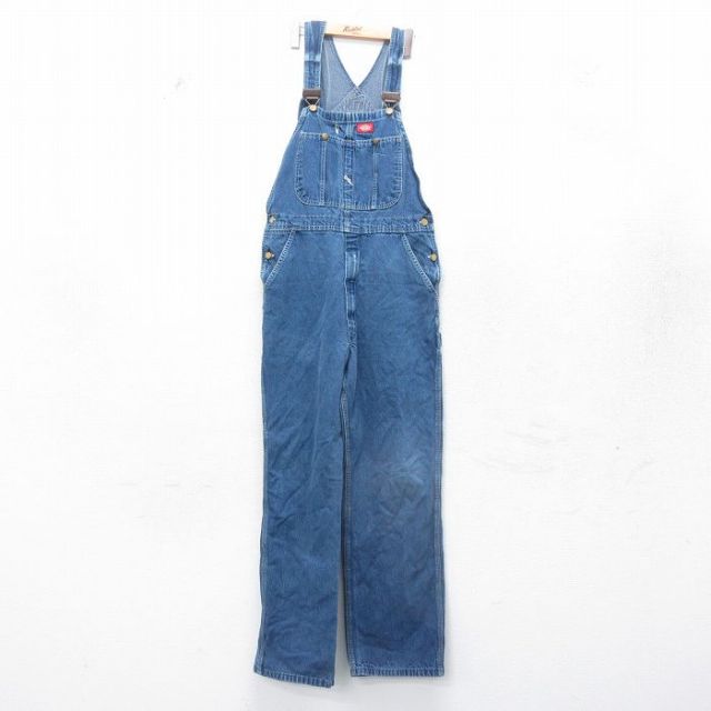 【50%OFF】W35★古着 ディッキーズ Dickies オーバーオール メンズ 00年代 00s 紺 ネイビー デニム 25jan07 中古 ボトムス