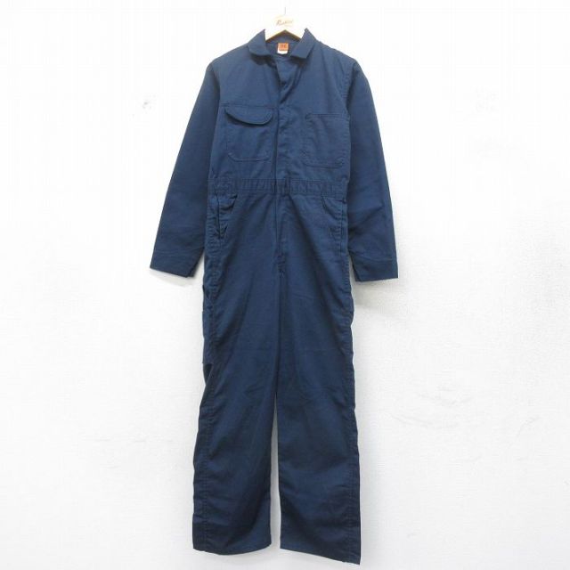W33★古着 ビッグベン BIG BEN 長袖 ワーク ツナギ メンズ 80年代 80s USA製 タロン 紺 ネイビー 25feb08 中古 オールインワン ボトムス