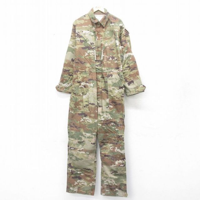 W39★古着 長袖 ミリタリー ツナギ メンズ マルチカムカモ USA製 緑他 グリーン 迷彩 25feb08 中古 オールインワン ボトムス