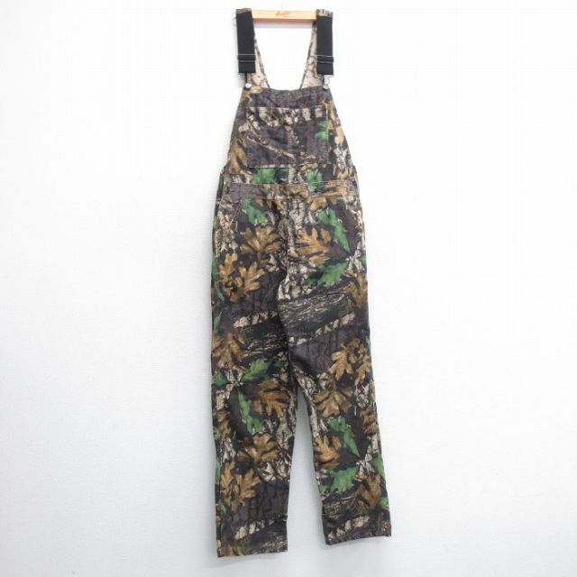 W36★古着 オーバーオール メンズ 90年代 90s TREBARK コットン USA製 茶他 ブラウン 迷彩 25feb19 中古 ボトムス