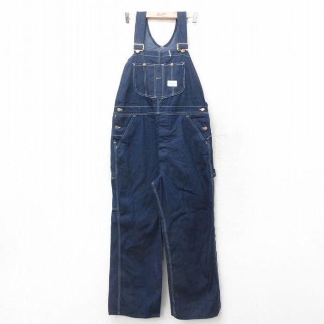 W39★古着 シアーズ オーバーオール メンズ 80年代 80s 大きいサイズ USA製 紺 ネイビー デニム 【spe】 25mar05 中古 ボトムス