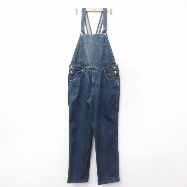 【50%OFF】W38★古着 オーバーオール メンズ 00年代 00s コットン 紺 ネイビー デニム 25mar05 中古 ボトムス