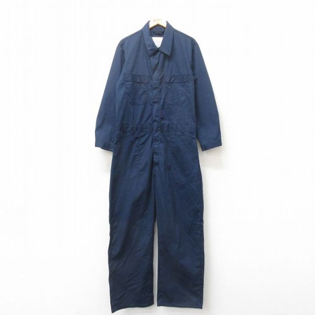 【50%OFF】W39★古着 長袖 ミリタリー ツナギ メンズ 00年代 00s ユーティリティ 大きいサイズ USA製 紺 ネイビー 25mar05 中古 オールインワン ボトムス