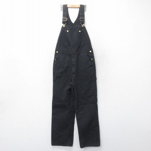 W37★古着 ディッキーズ Dickies オーバーオール メンズ ダック地 黒 ブラック 25mar19 中古 ボトムス