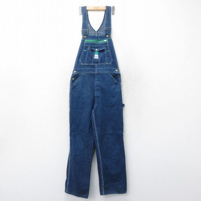 【20%OFF】W31★古着 リバティ オーバーオール メンズ コットン 紺 ネイビー デニム 25mar19 中古 ボトムス